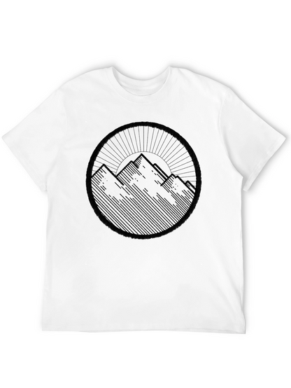 Camiseta Negra Montañas Diseño Circular