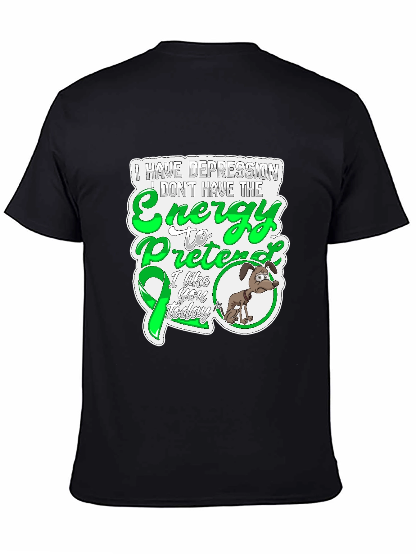 Camiseta Negra con Diseño de Depresión y Energía