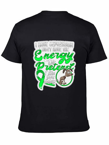 Camiseta Negra con Diseño de Depresión y Energía