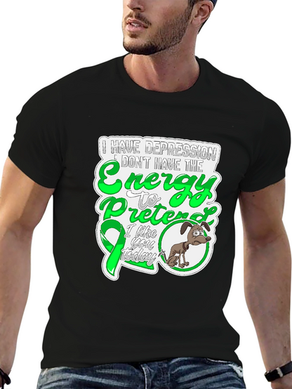 Camiseta Negra con Diseño de Depresión y Energía
