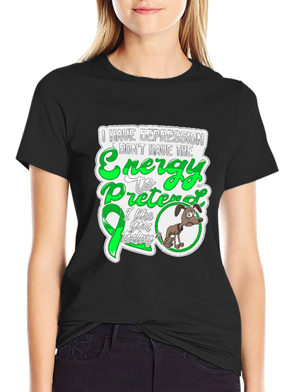 Camiseta Negra con Diseño de Depresión y Energía