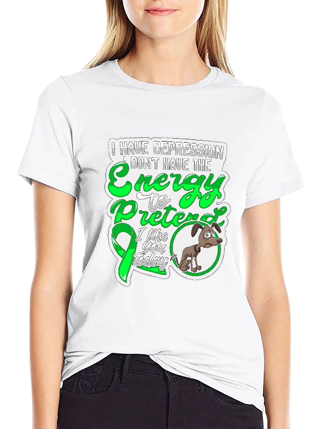 Camiseta Negra con Diseño de Depresión y Energía