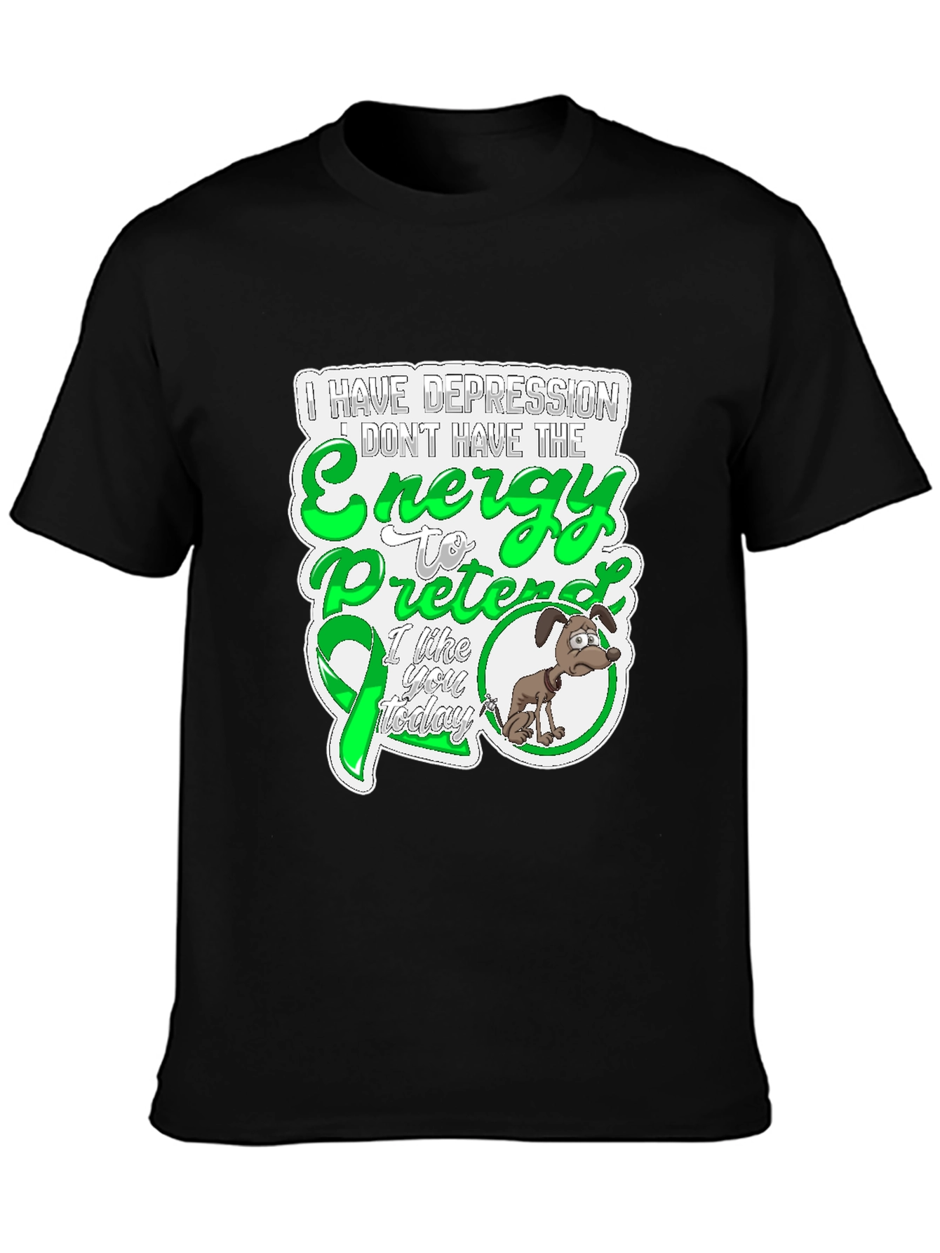 Camiseta Negra con Diseño de Depresión y Energía