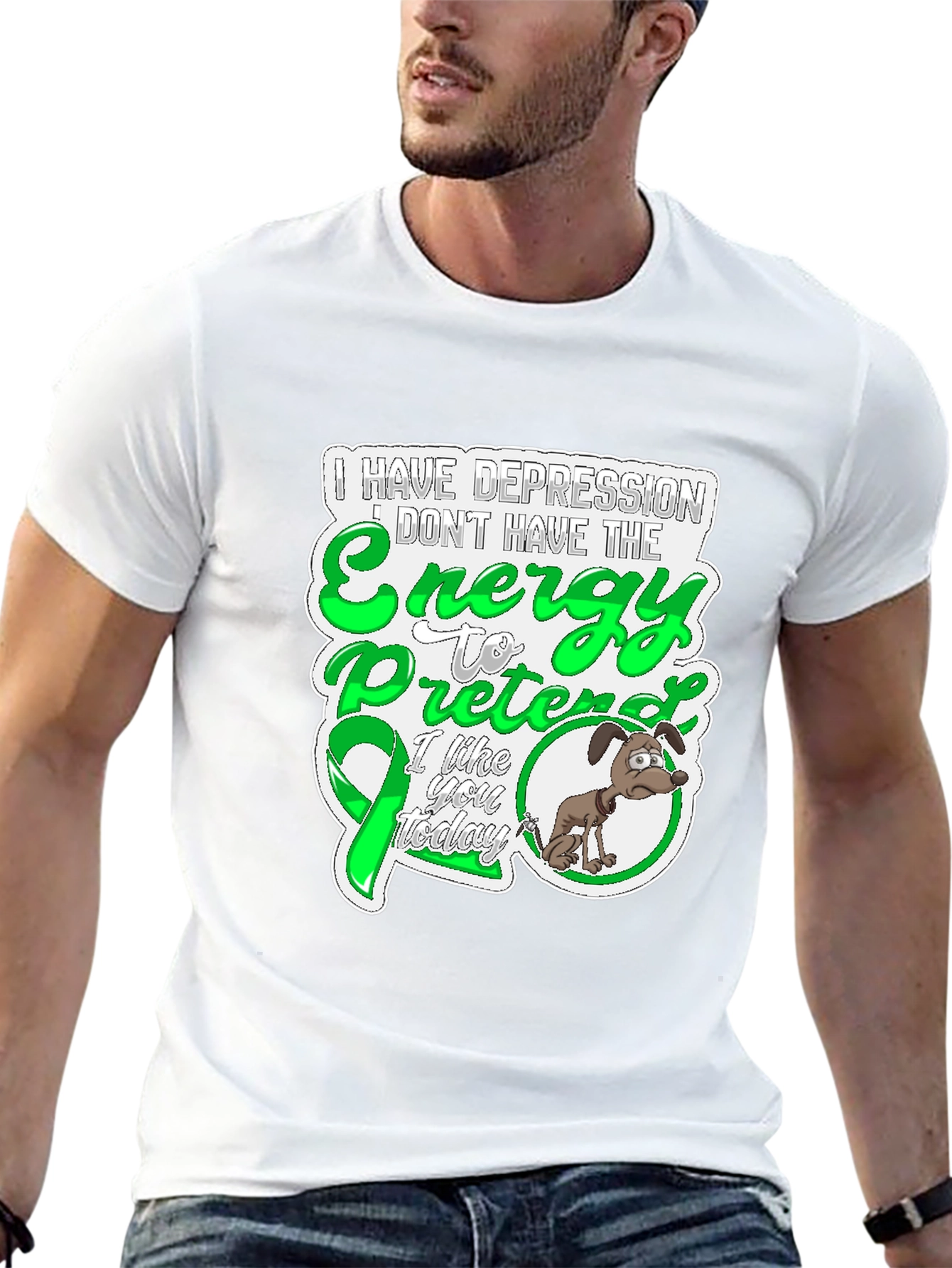 Camiseta Negra con Diseño de Depresión y Energía