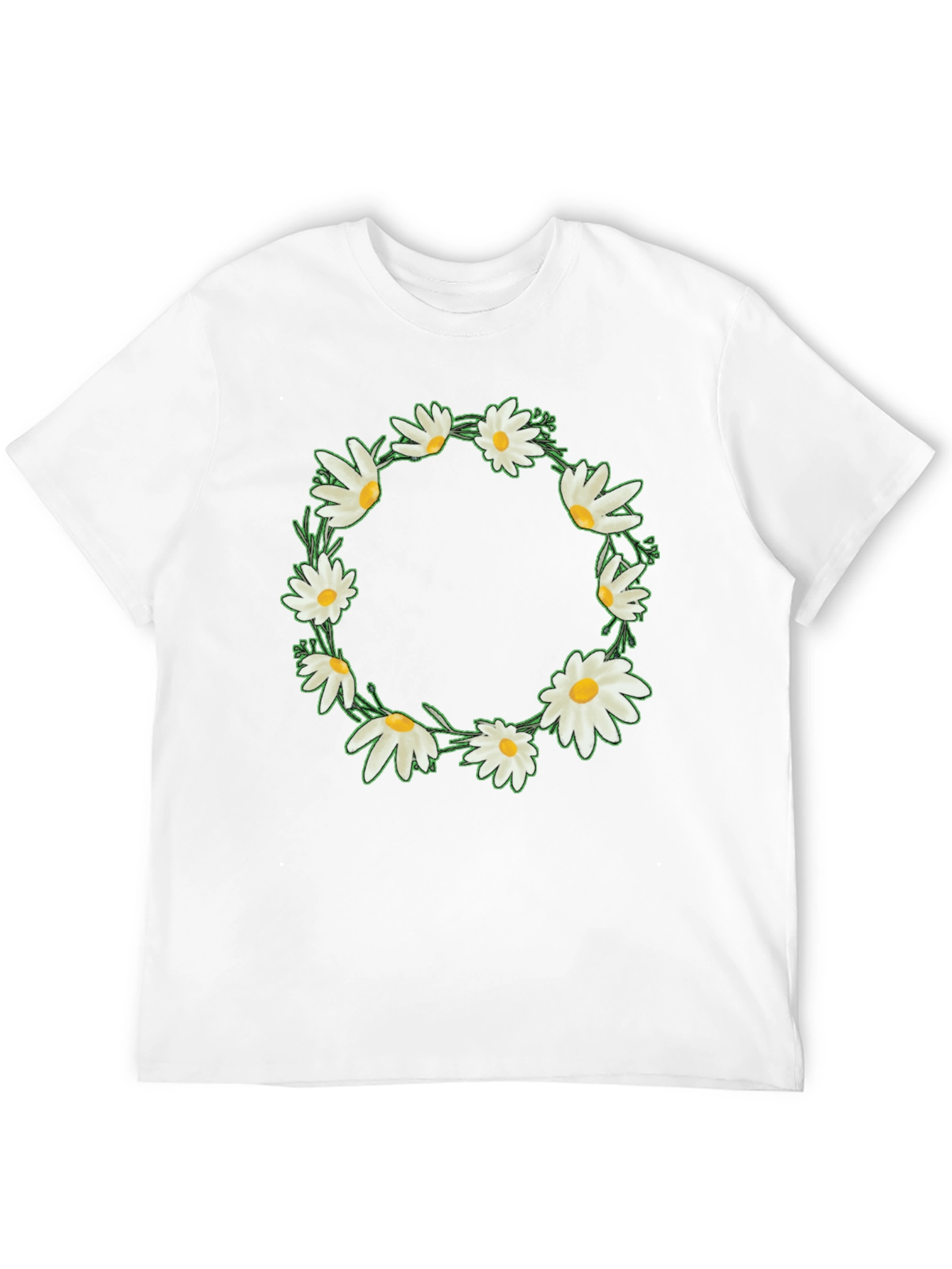 Camiseta Negra con Corona de Margaritas