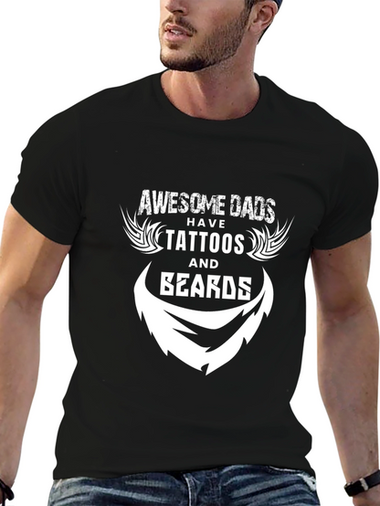 Camiseta Negra: Dads Awesome Tattoos & Beards