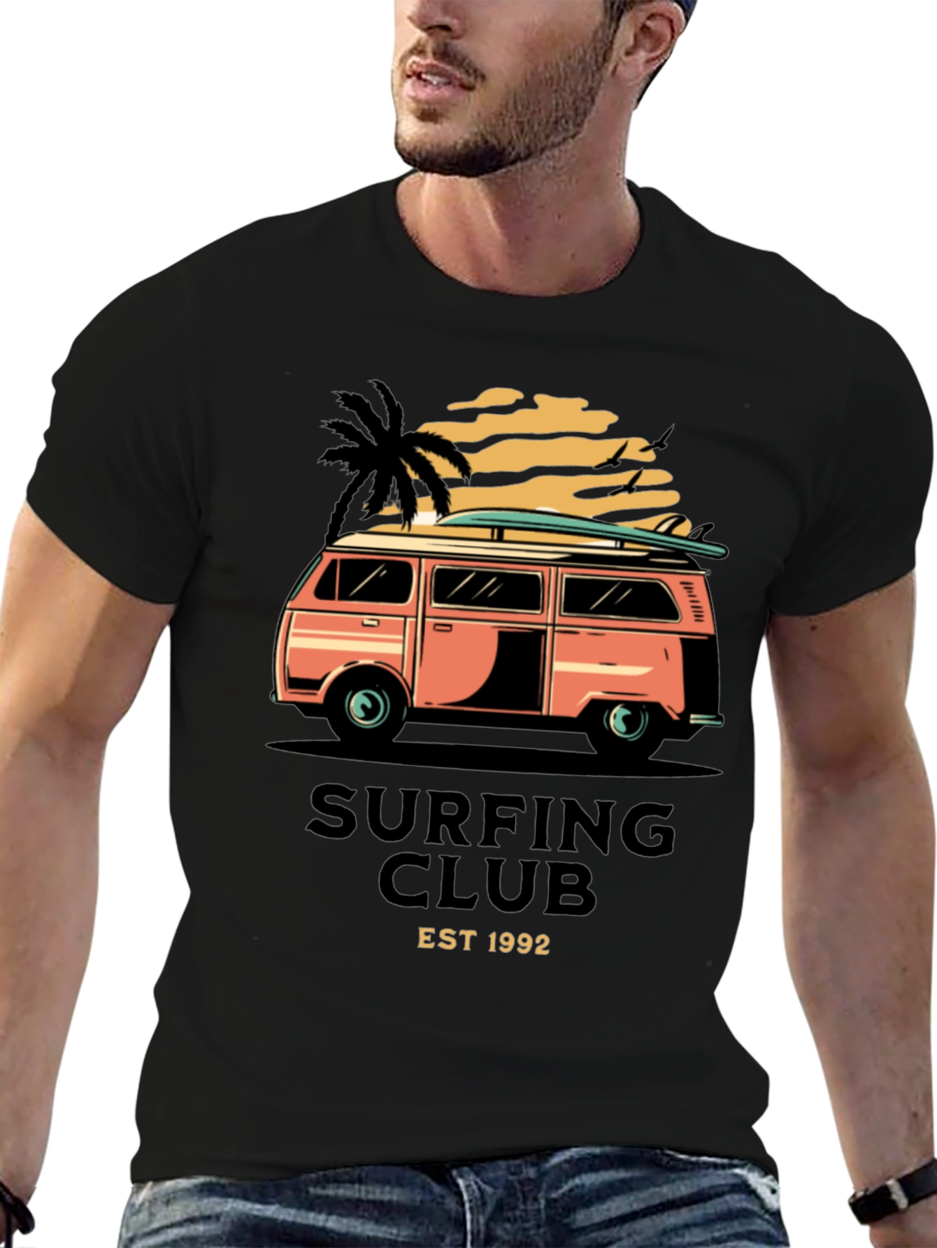 Camiseta Negra Surf Club Est 1992