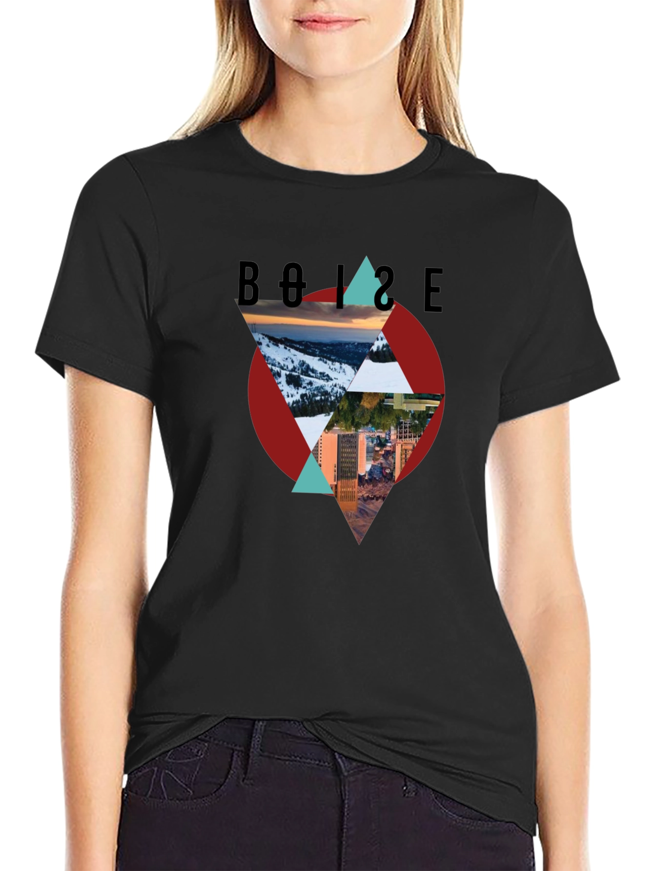 Camiseta Negra Boise Diseño Gráfico