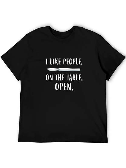 Camiseta Negra I Like People Open para Cirujanos