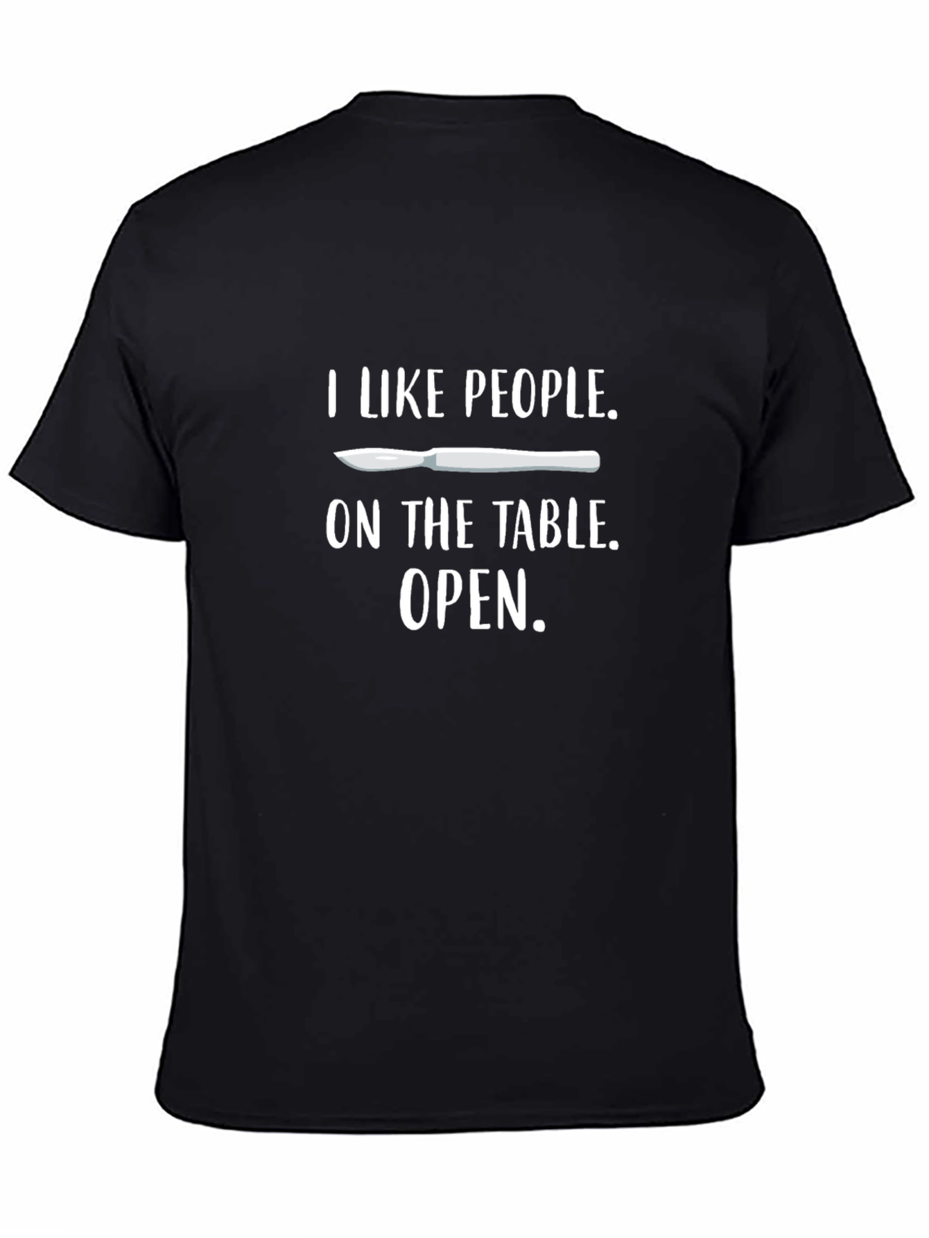 Camiseta Negra I Like People Open para Cirujanos