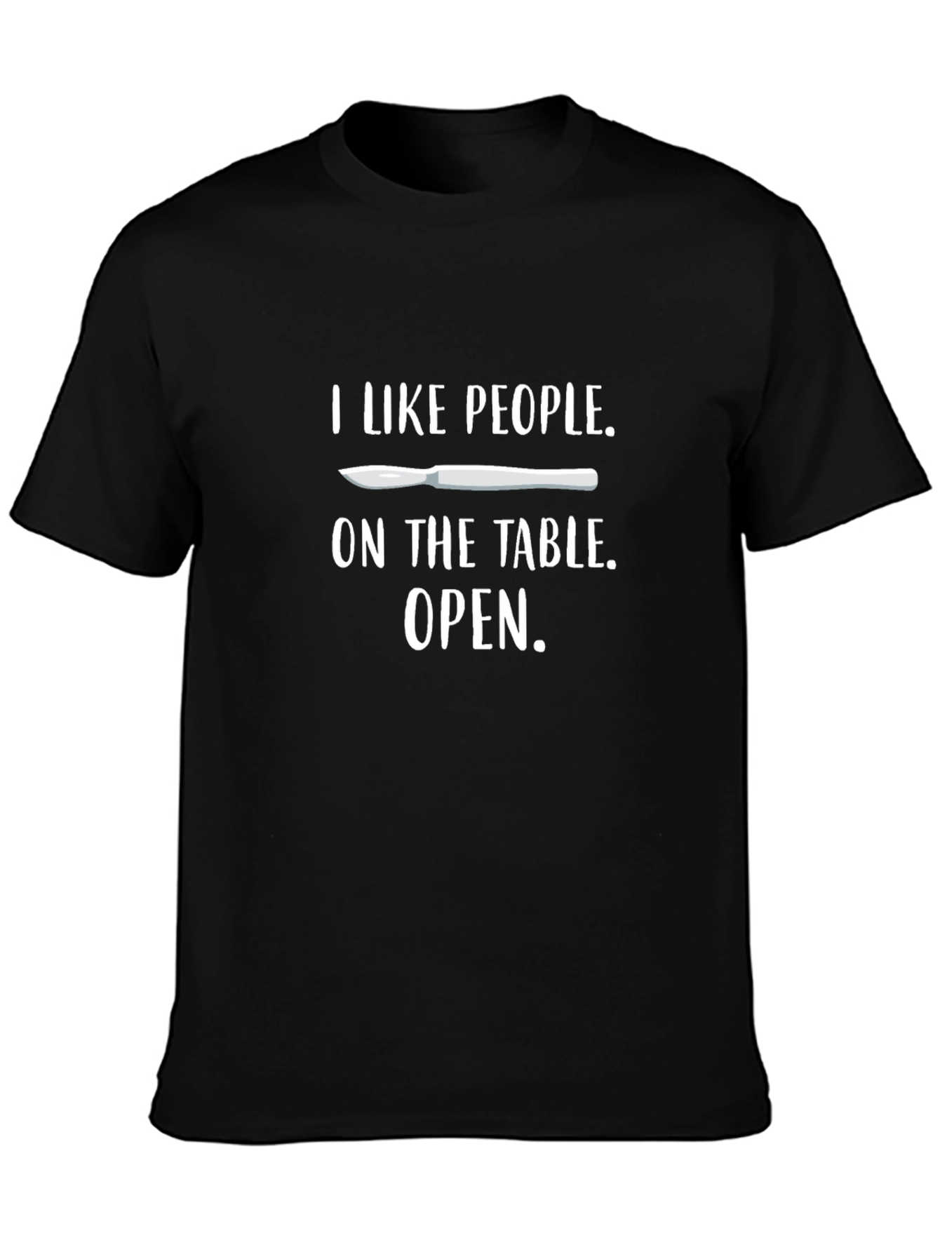 Camiseta Negra I Like People Open para Cirujanos