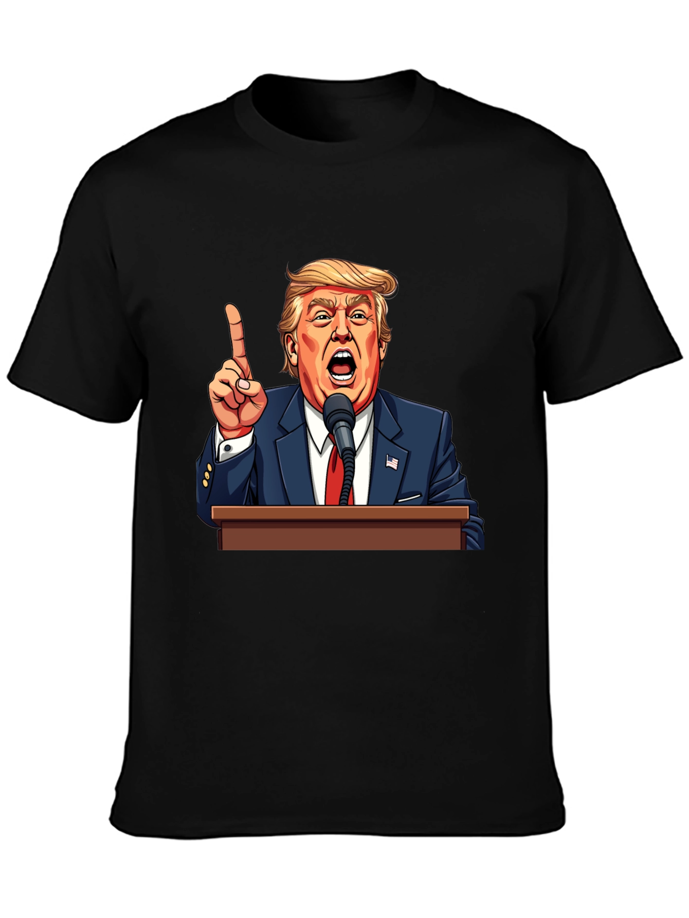 Camiseta Negra con Diseño de Trump
