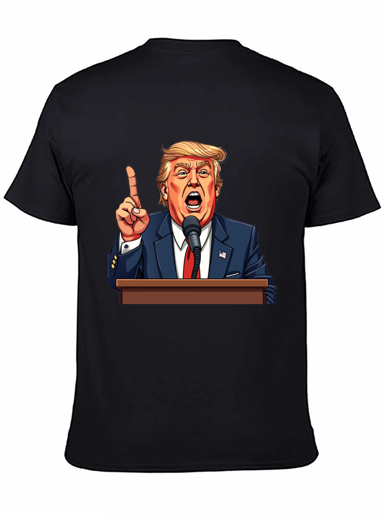 Camiseta Negra con Diseño de Trump