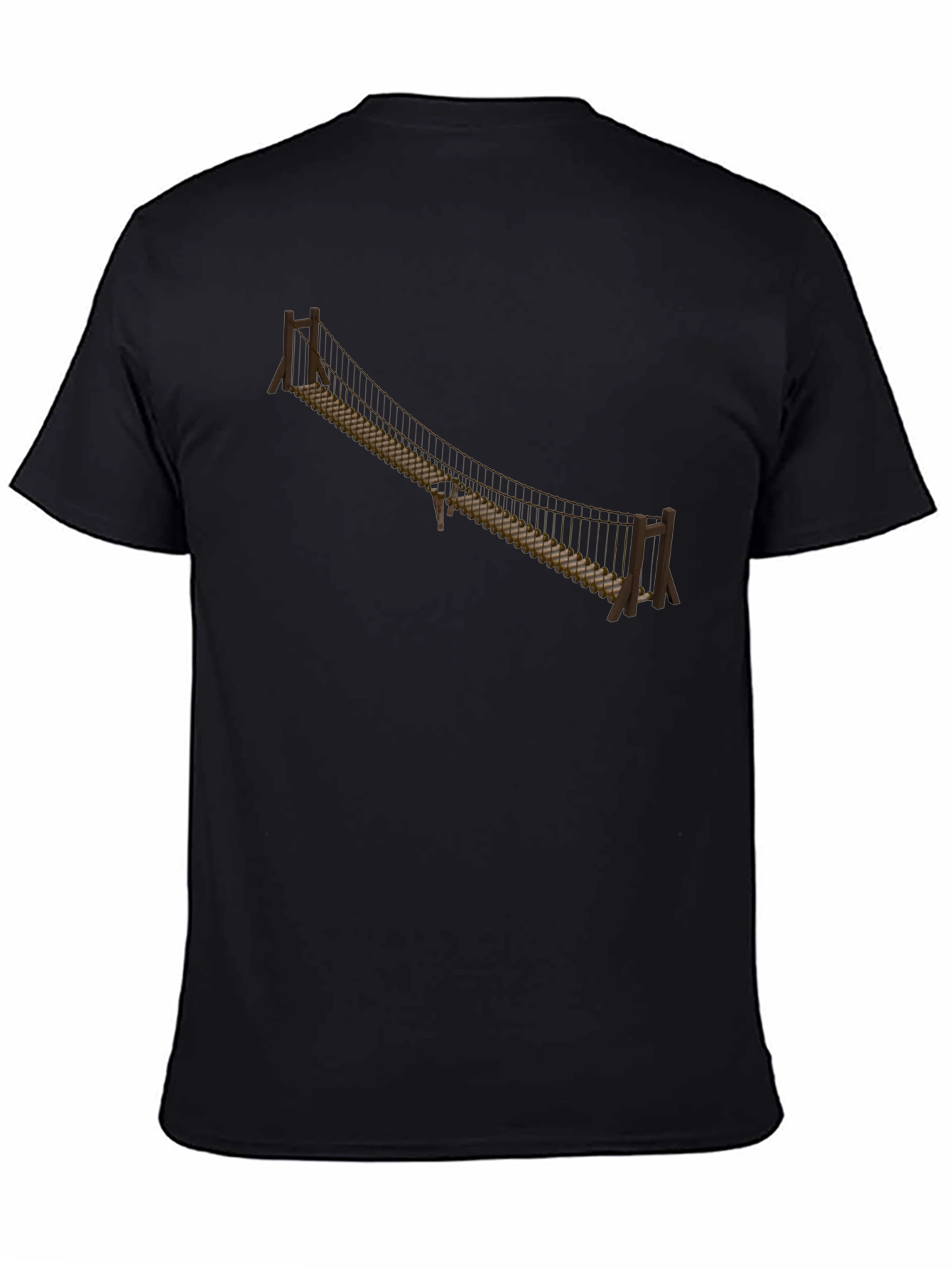 Camiseta Negra con Puente Colgante - Aventura y Estilo