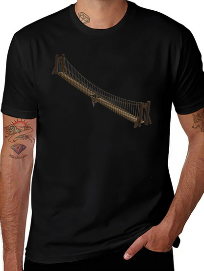 Camiseta Negra con Puente Colgante - Aventura y Estilo
