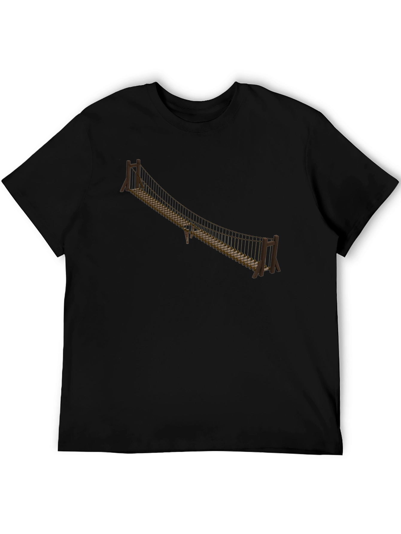 Camiseta Negra con Puente Colgante - Aventura y Estilo
