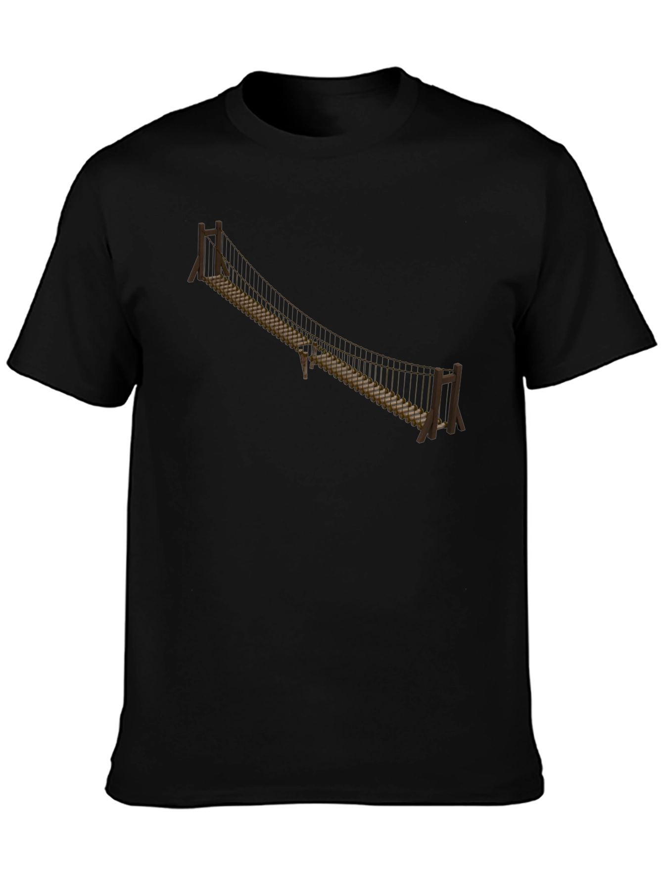 Camiseta Negra con Puente Colgante - Aventura y Estilo