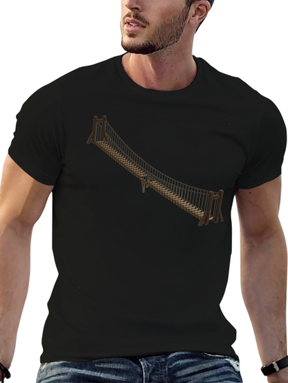 Camiseta Negra con Puente Colgante - Aventura y Estilo