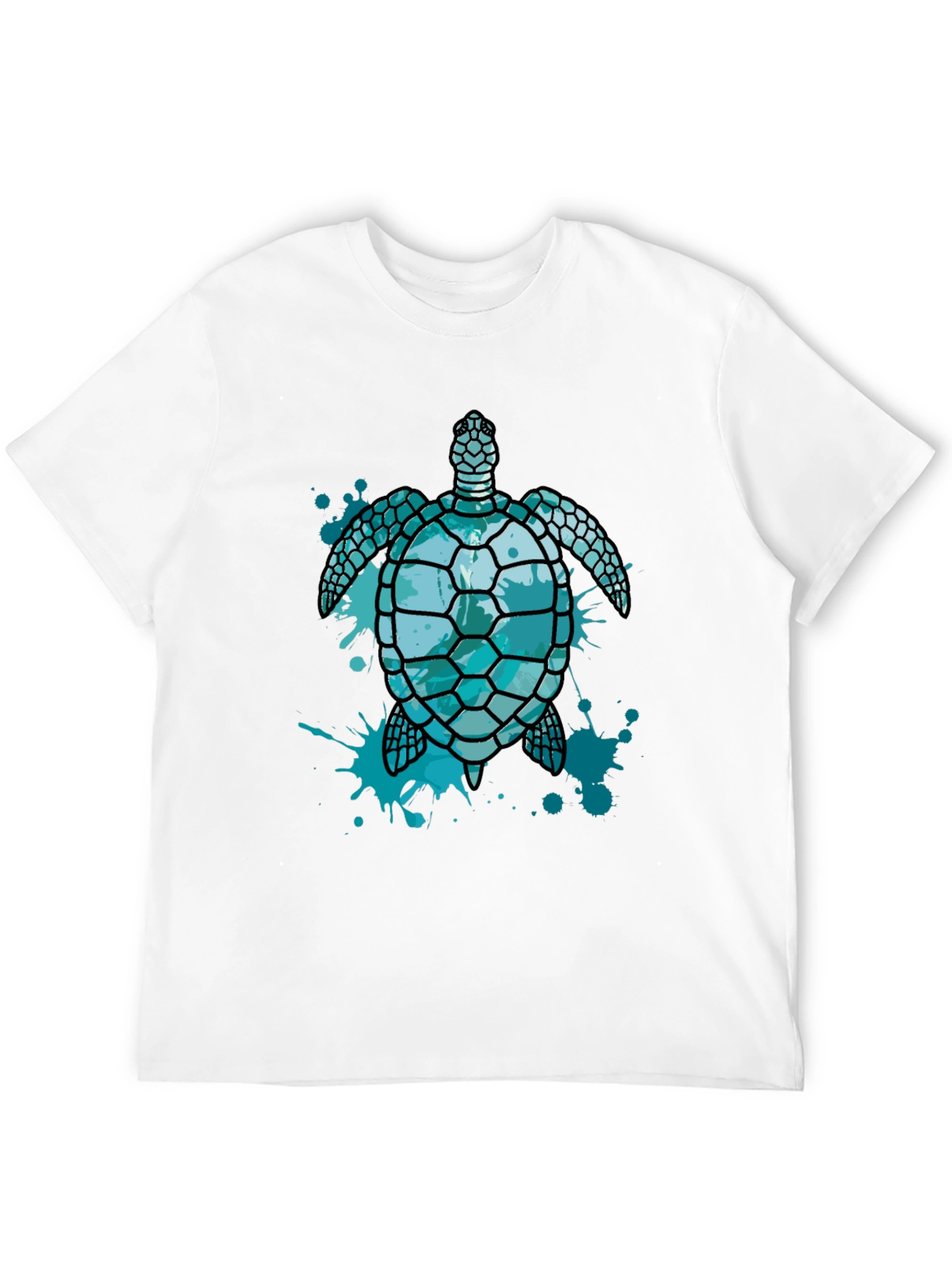 Camiseta Negra con Diseño de Tortuga Marina Azul