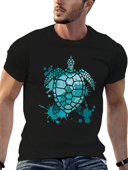 Camiseta Negra con Diseño de Tortuga Marina Azul