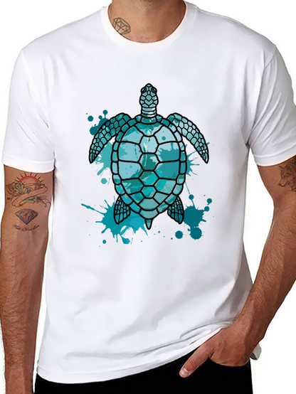 Camiseta Negra con Diseño de Tortuga Marina Azul