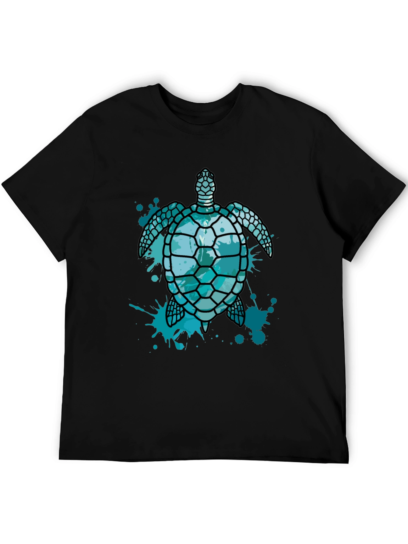 Camiseta Negra con Diseño de Tortuga Marina Azul