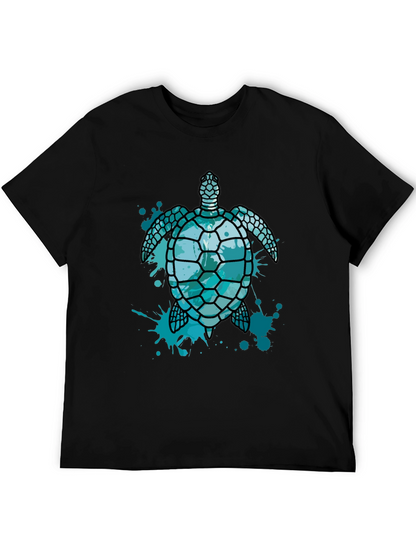 Camiseta Negra con Diseño de Tortuga Marina Azul