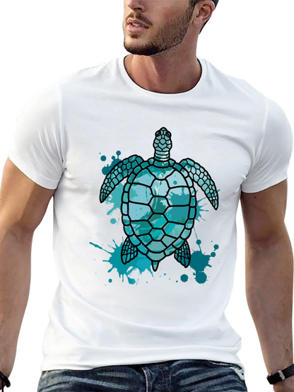 Camiseta Negra con Diseño de Tortuga Marina Azul