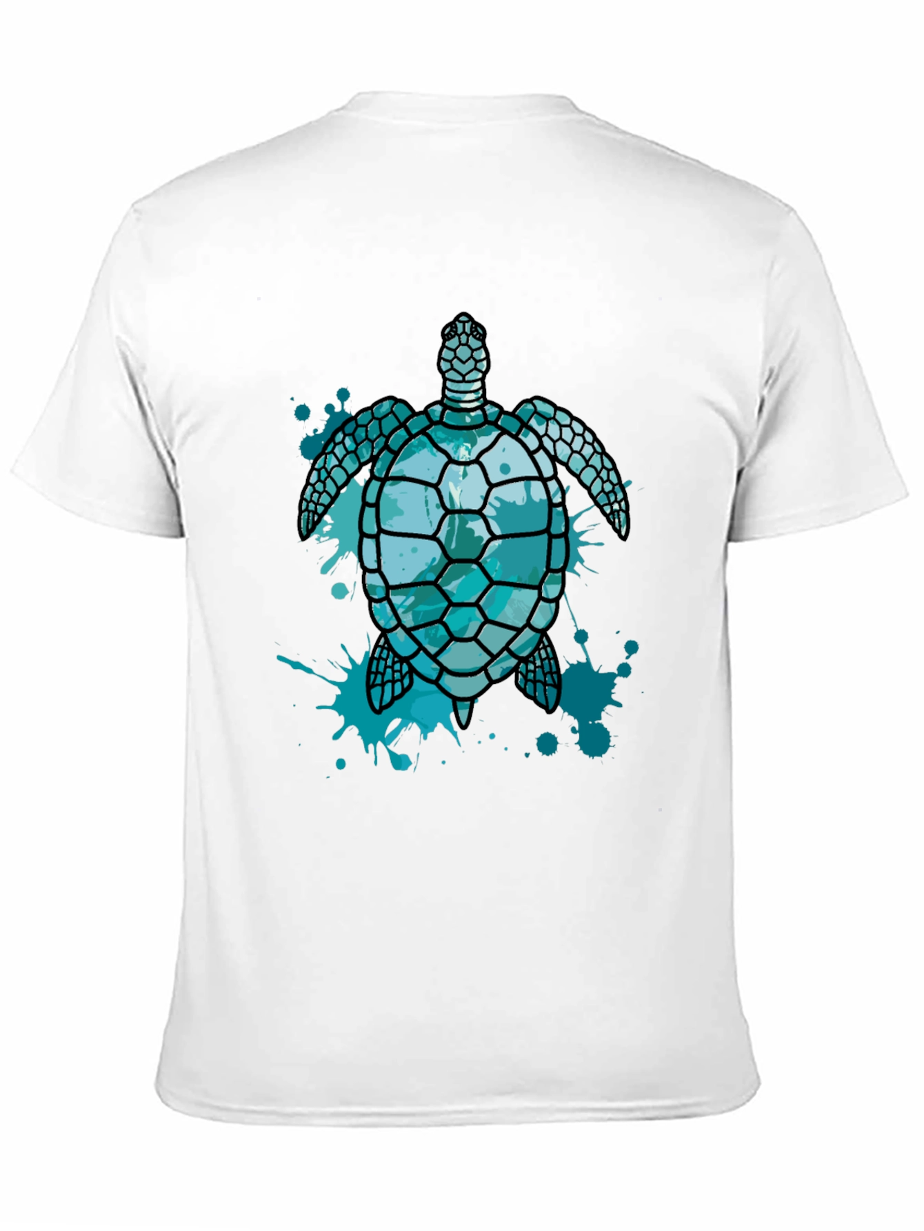 Camiseta Negra con Diseño de Tortuga Marina Azul