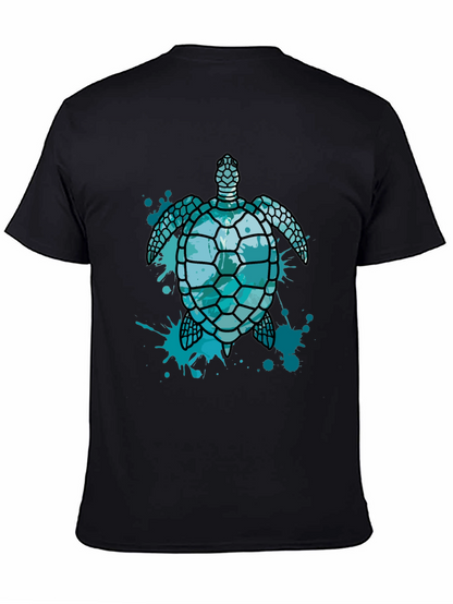 Camiseta Negra con Diseño de Tortuga Marina Azul