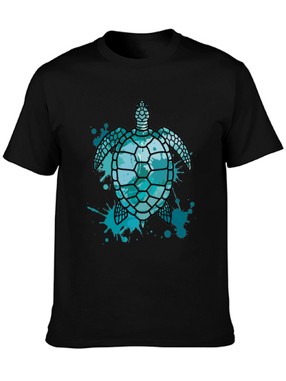 Camiseta Negra con Diseño de Tortuga Marina Azul