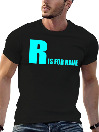 Camiseta Negra R is for Rave Algodón Cómoda