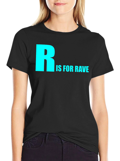 Camiseta Negra R is for Rave Algodón Cómoda
