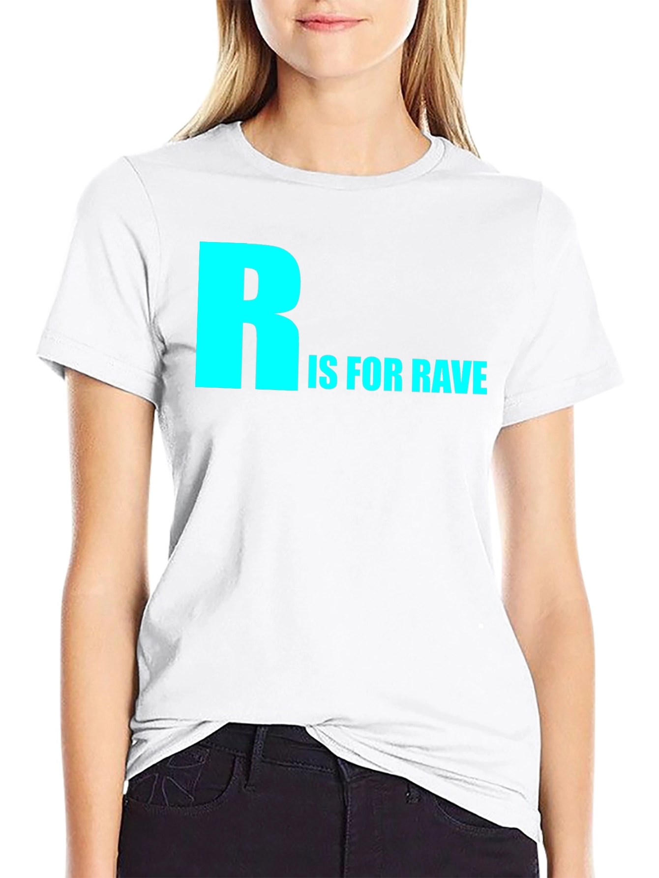 Camiseta Negra R is for Rave Algodón Cómoda