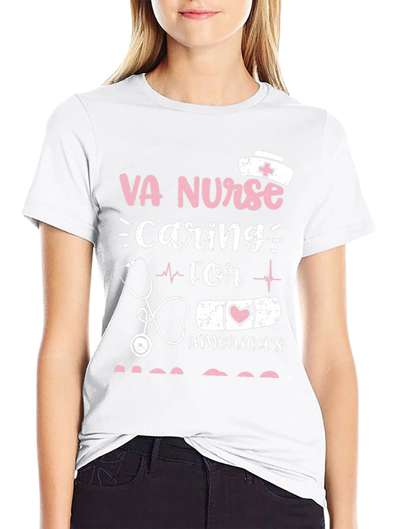 Camiseta Negra VA Nurse Caring for America