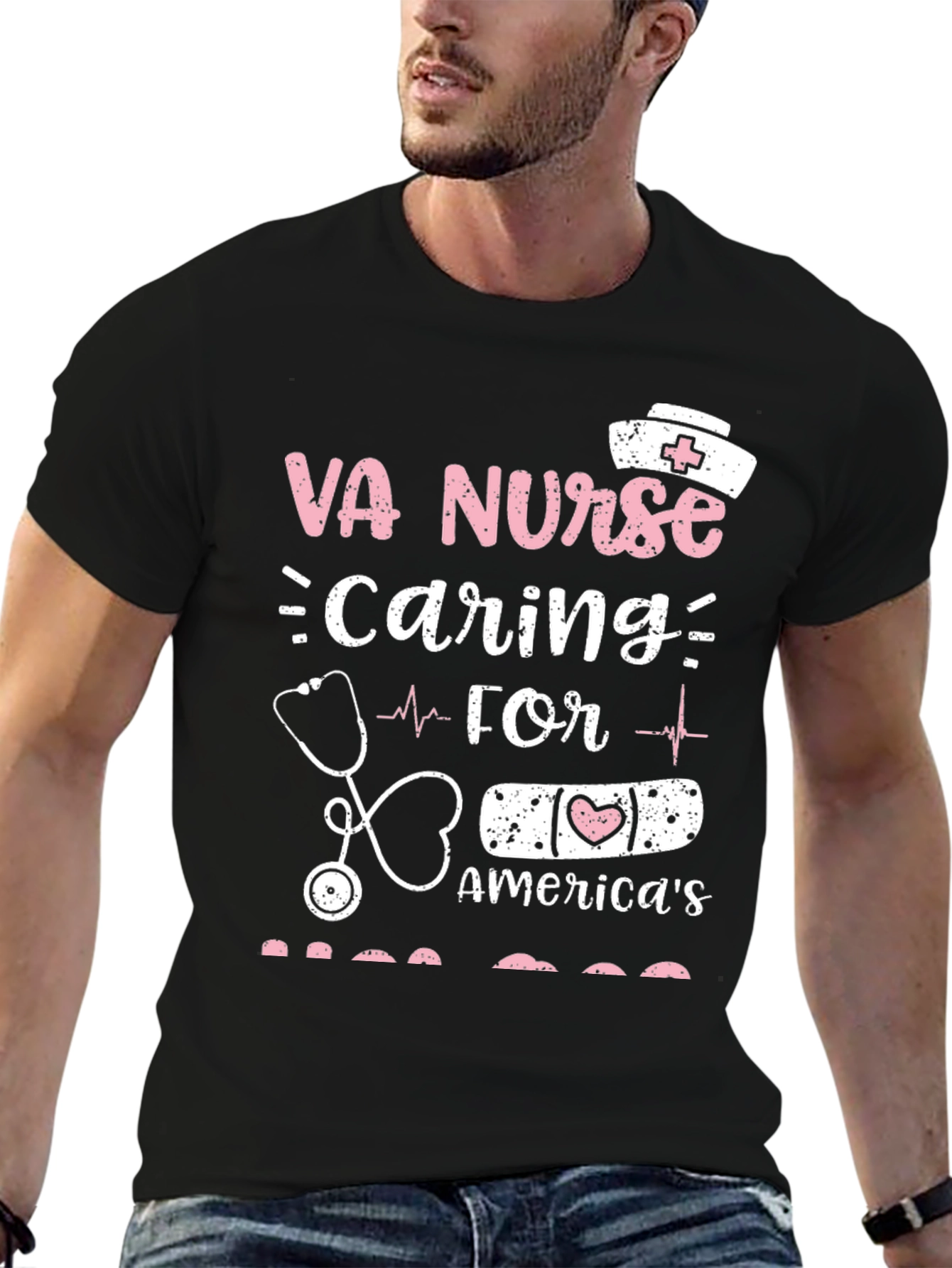 Camiseta Negra VA Nurse Caring for America