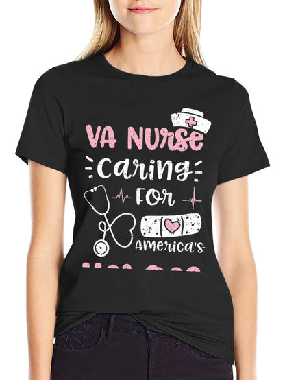 Camiseta Negra VA Nurse Caring for America