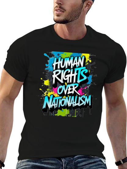 Camiseta Negra con Diseño Derechos Humanos Sobre Nacionalismo