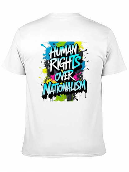 Camiseta Negra con Diseño Derechos Humanos Sobre Nacionalismo