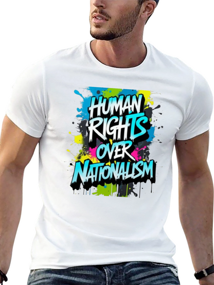 Camiseta Negra con Diseño Derechos Humanos Sobre Nacionalismo