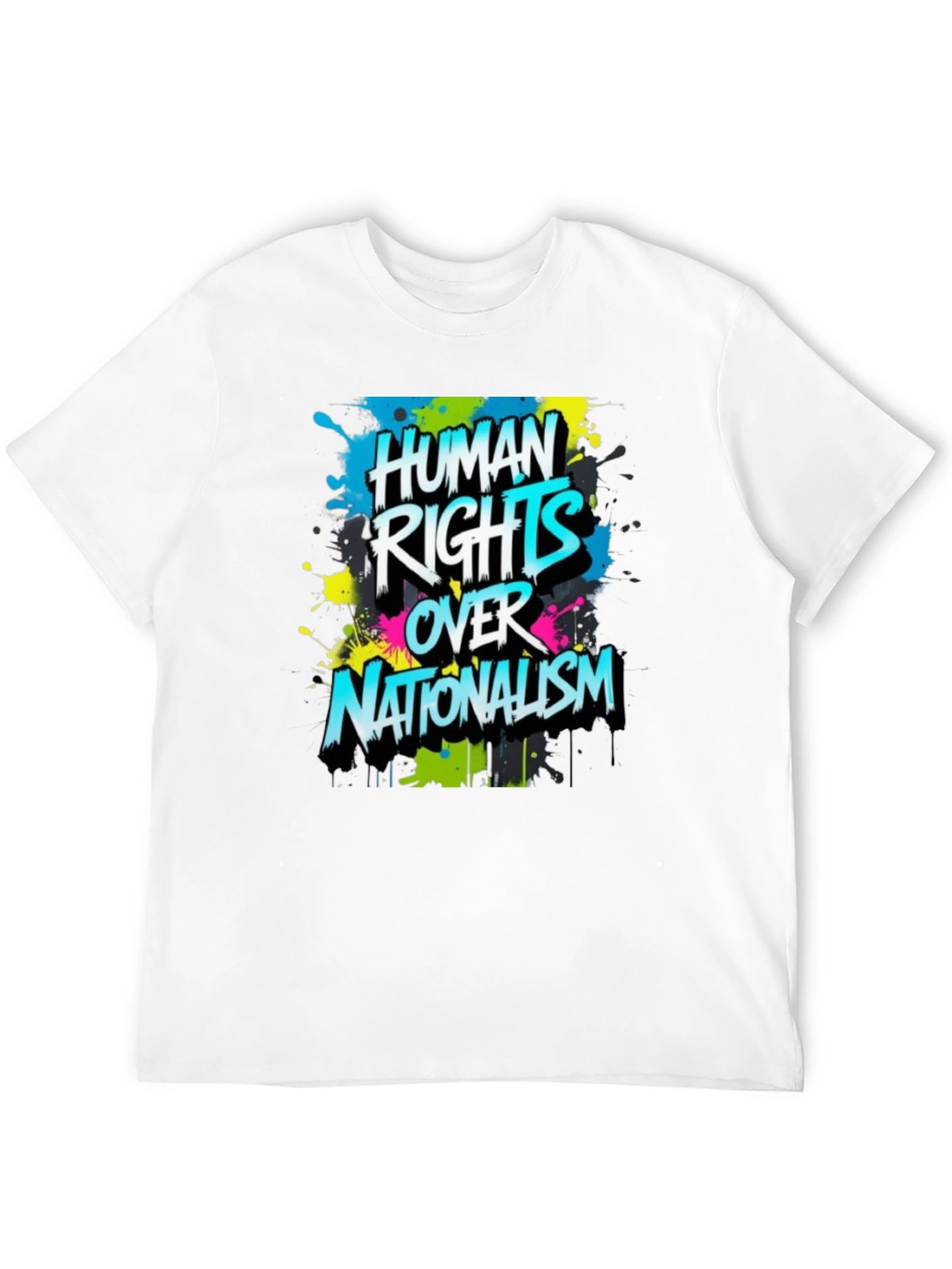 Camiseta Negra con Diseño Derechos Humanos Sobre Nacionalismo