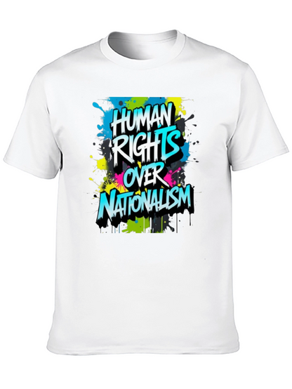 Camiseta Negra con Diseño Derechos Humanos Sobre Nacionalismo