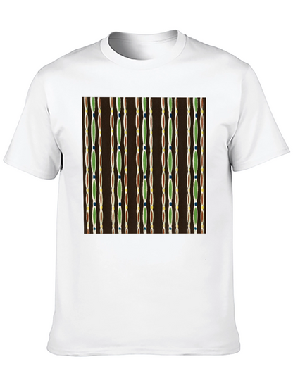 Camiseta Negra con Diseño Abstracto de Líneas Verticales