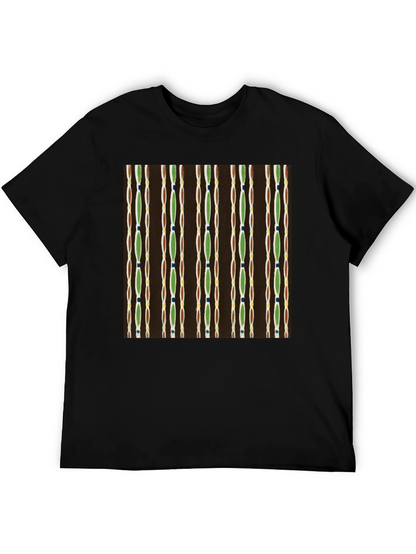 Camiseta Negra con Diseño Abstracto de Líneas Verticales