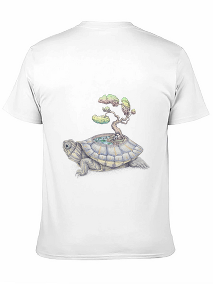 Camiseta Negra: Tortuga con Árbol Bonsái