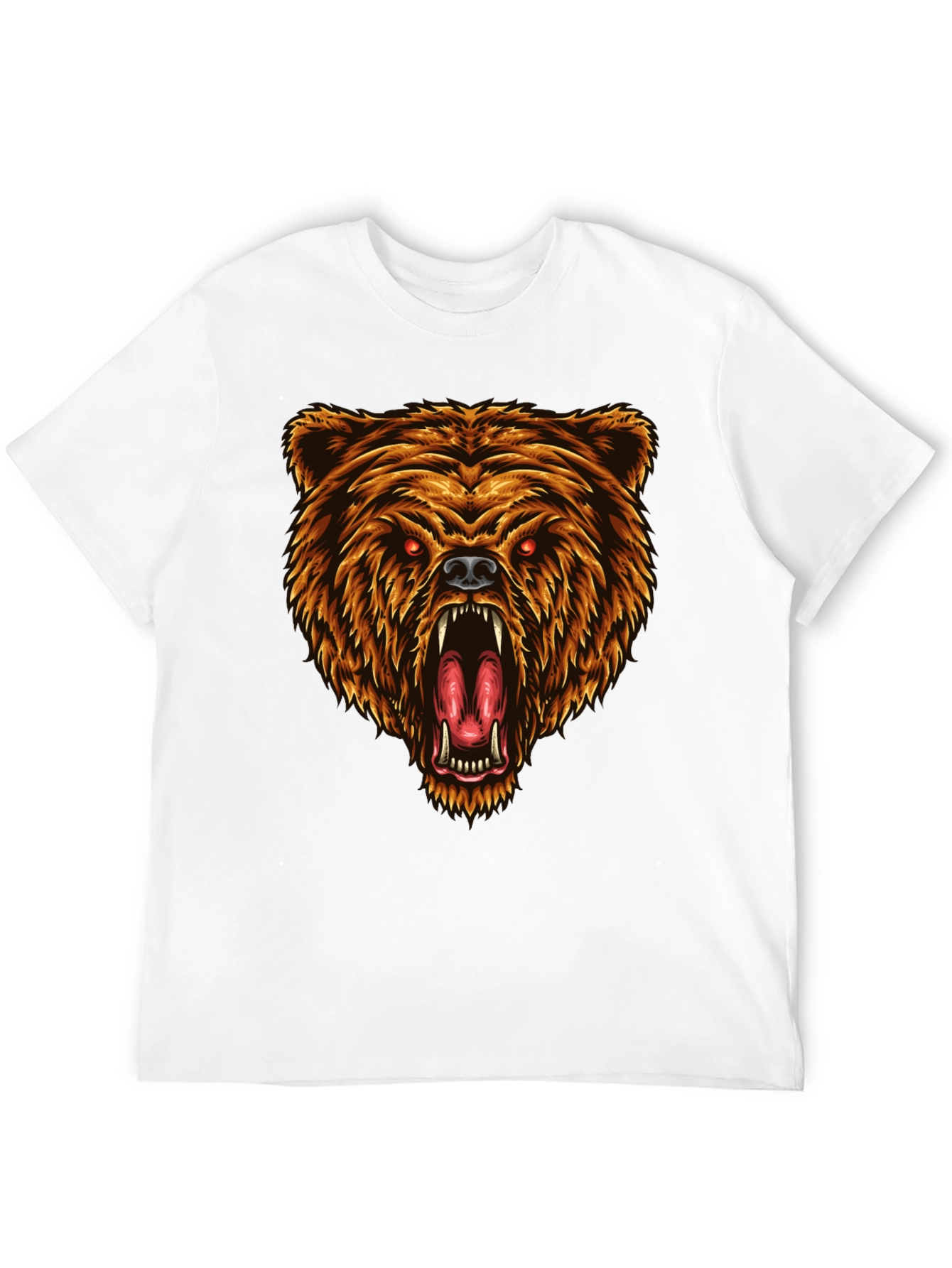 Camiseta Negra con Estampado de Oso Feroz