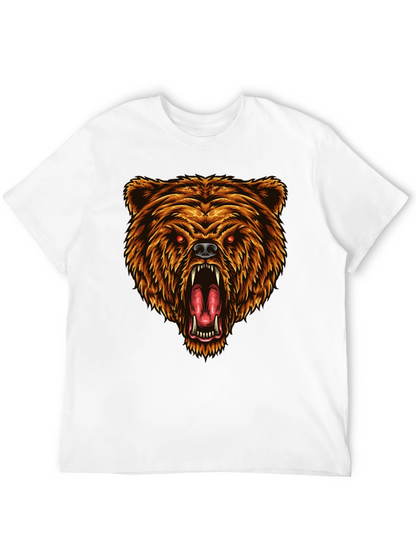 Camiseta Negra con Estampado de Oso Feroz