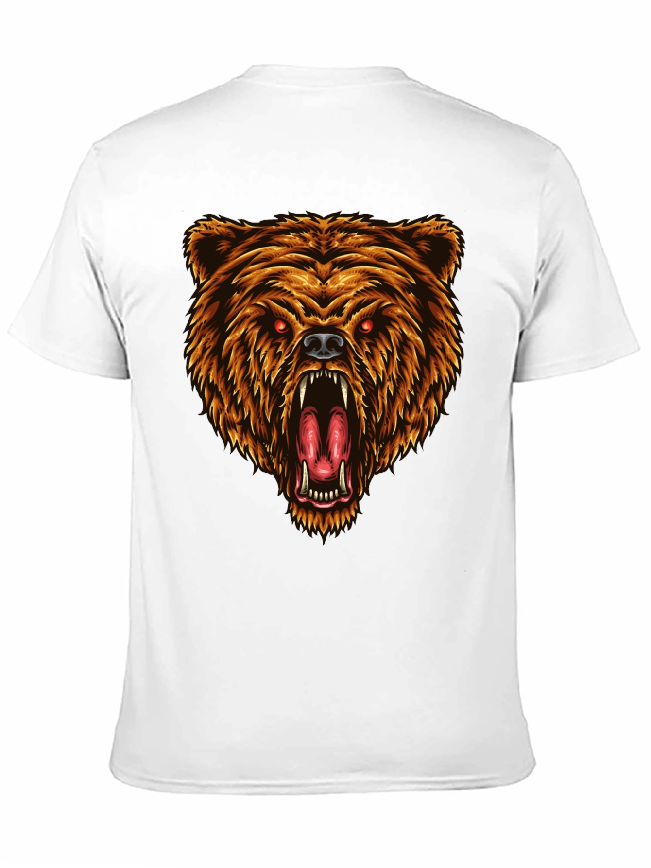 Camiseta Negra con Estampado de Oso Feroz
