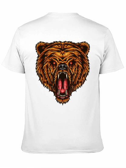Camiseta Negra con Estampado de Oso Feroz