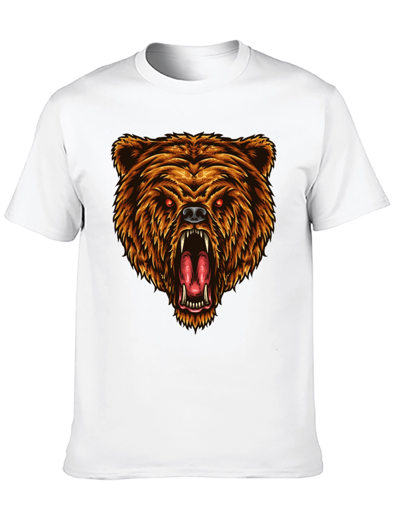 Camiseta Negra con Estampado de Oso Feroz